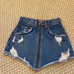 Distressed zip up Carmar denim skirt